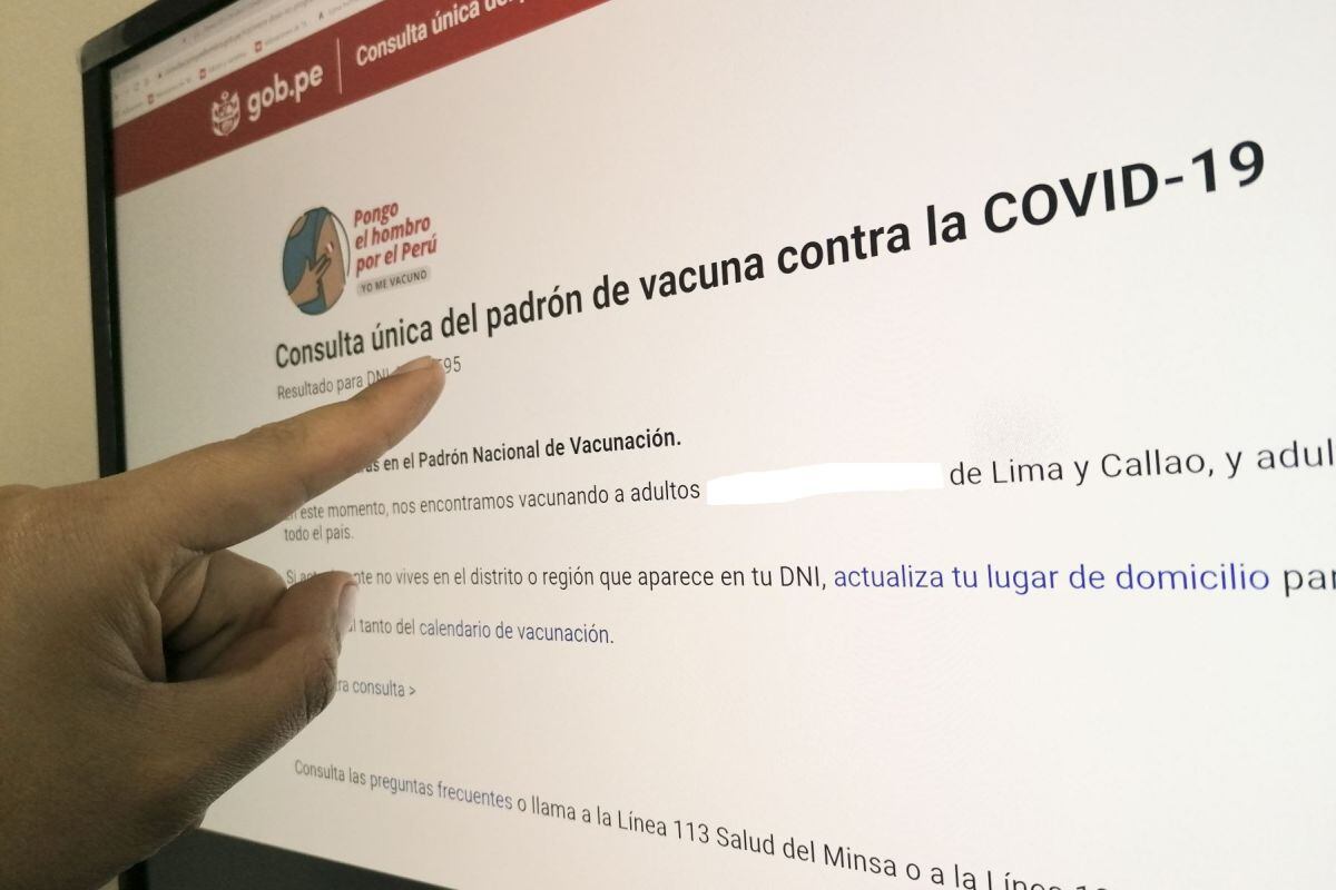 Para acceder a la información de la vacunación en el país, primero el ciudadano debe ingresar a la plataforma “Pongo el hombro por el Perú” (Foto: Andina)