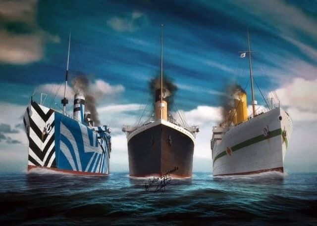El Olympic y El Britannic, a los extremos, y en el centro, el famoso Titanic.