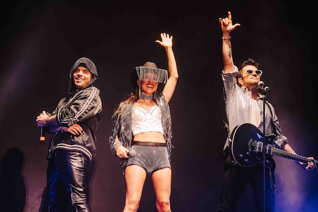 Camila Bordonaba, Benjamín Rojas y Felipe Colombo en Lima. / Foto: Masterlive.