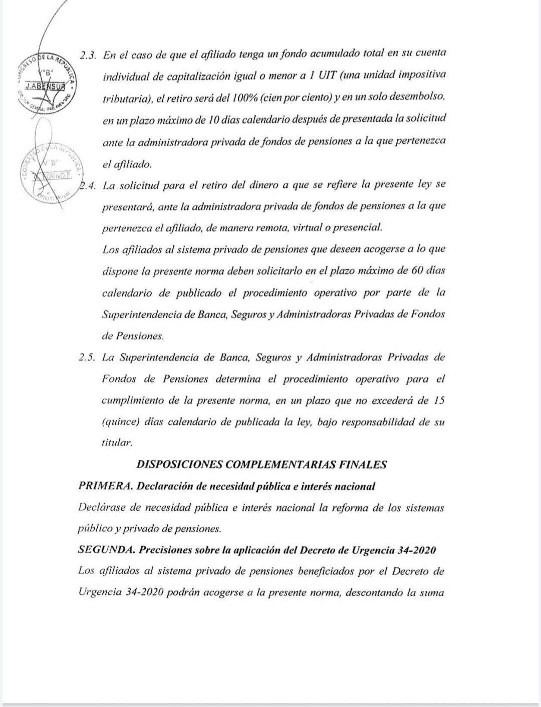 AFP: Ley del retiro del 25% del fondo | Trome