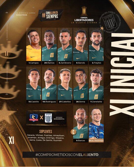 Este es el once copero de Alianza LIma en Santiago de Chile (@clubALoficial)