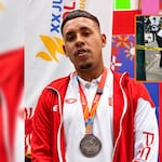 A medallista bolivariano Brian Roque en La Victoria