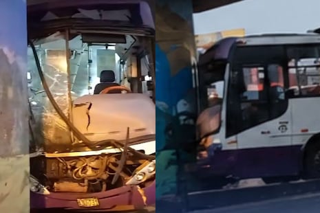 Bus del Corredor Morado se estrella contra muro de la Estación Bayóvar en San Juan de Lurigancho | VIDEO