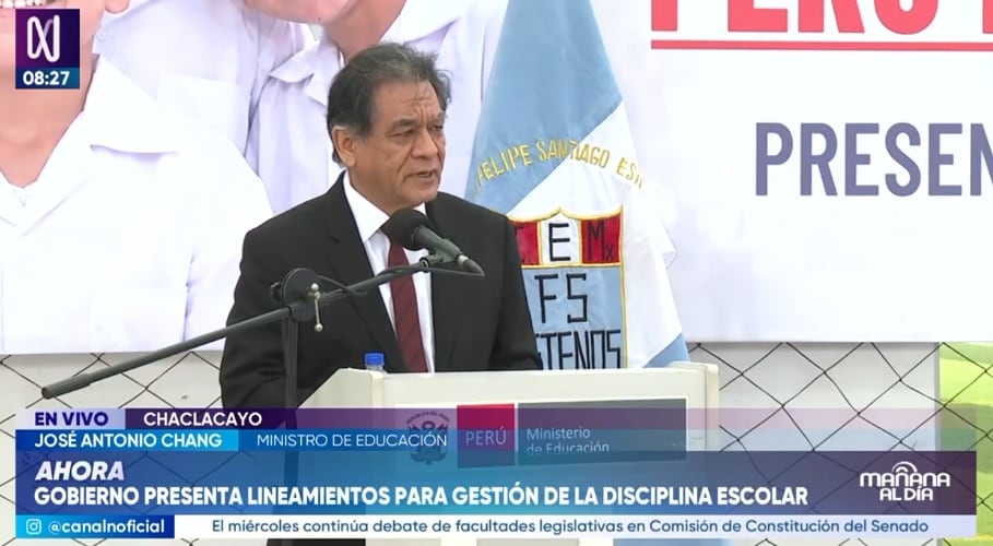 Ministro de Educación, José Antonio Chang, presentado los lineamientos de disciplina escolar (Foto: Captura Canal N)