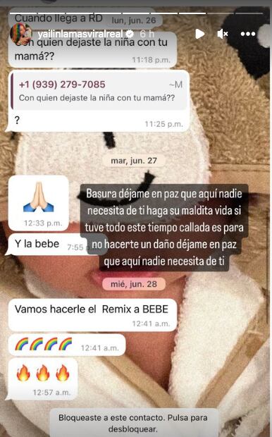 Captura de pantalla de la historia de Instagram de Yailin La Más Viral donde se muestra el número de teléfono de Anuel AA (Foto: Yailin La Más Viral / Instagram)