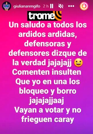 Giuliana Rengifo tras críticas por estar en 'El Gran Show'