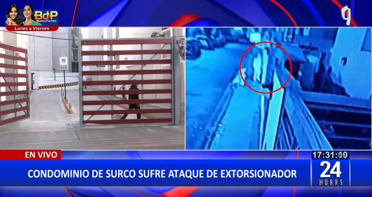 Sujeto es captado por cámara de seguridad dejando explosivo y mensajes con amenazas en el condominio Florencia, en Surco.