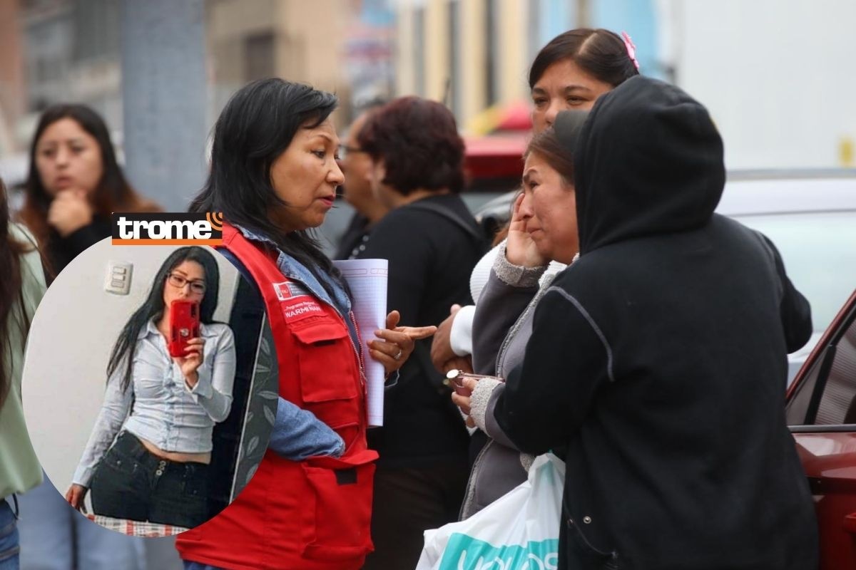 Representantes del Ministerio de la Mujer y Poblaciones Vulnerables se acercaron a la Morgue Central de Lima para entrevistarse con el papá y hermanas de Laura Huere. | Foto: Violeta Ayasta / Diario Trome