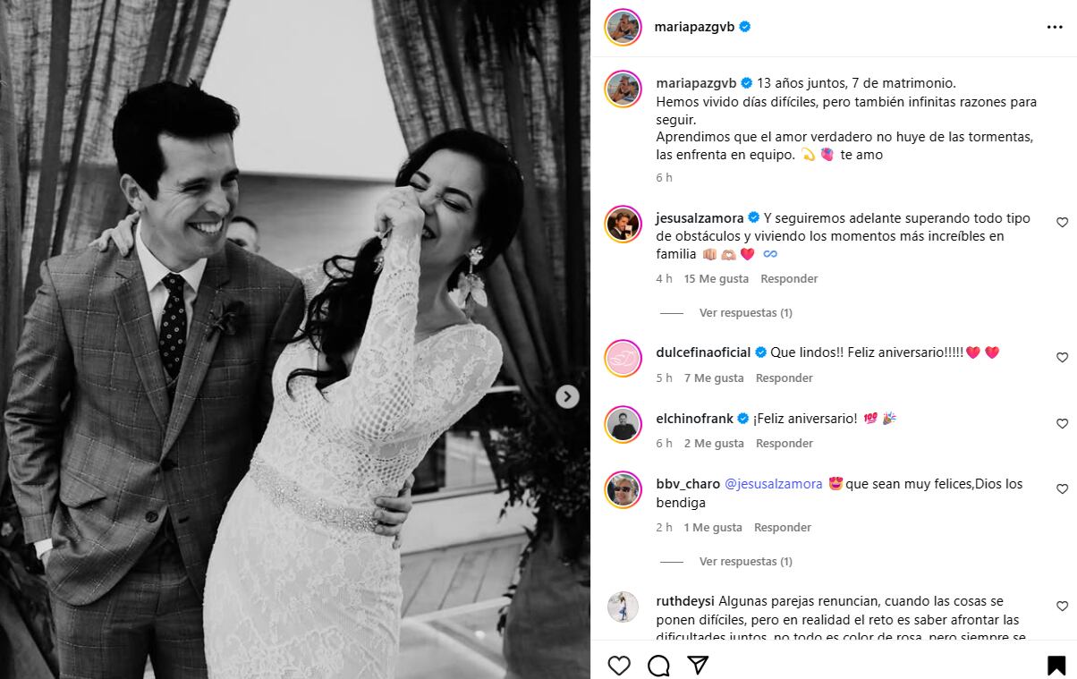 Jesús Alzamora y su esposa celebran su aniversario con romántico post.