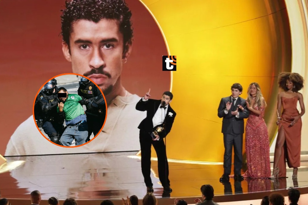 Bad Bunny arremete contra el ICE en los Grammy 2026.