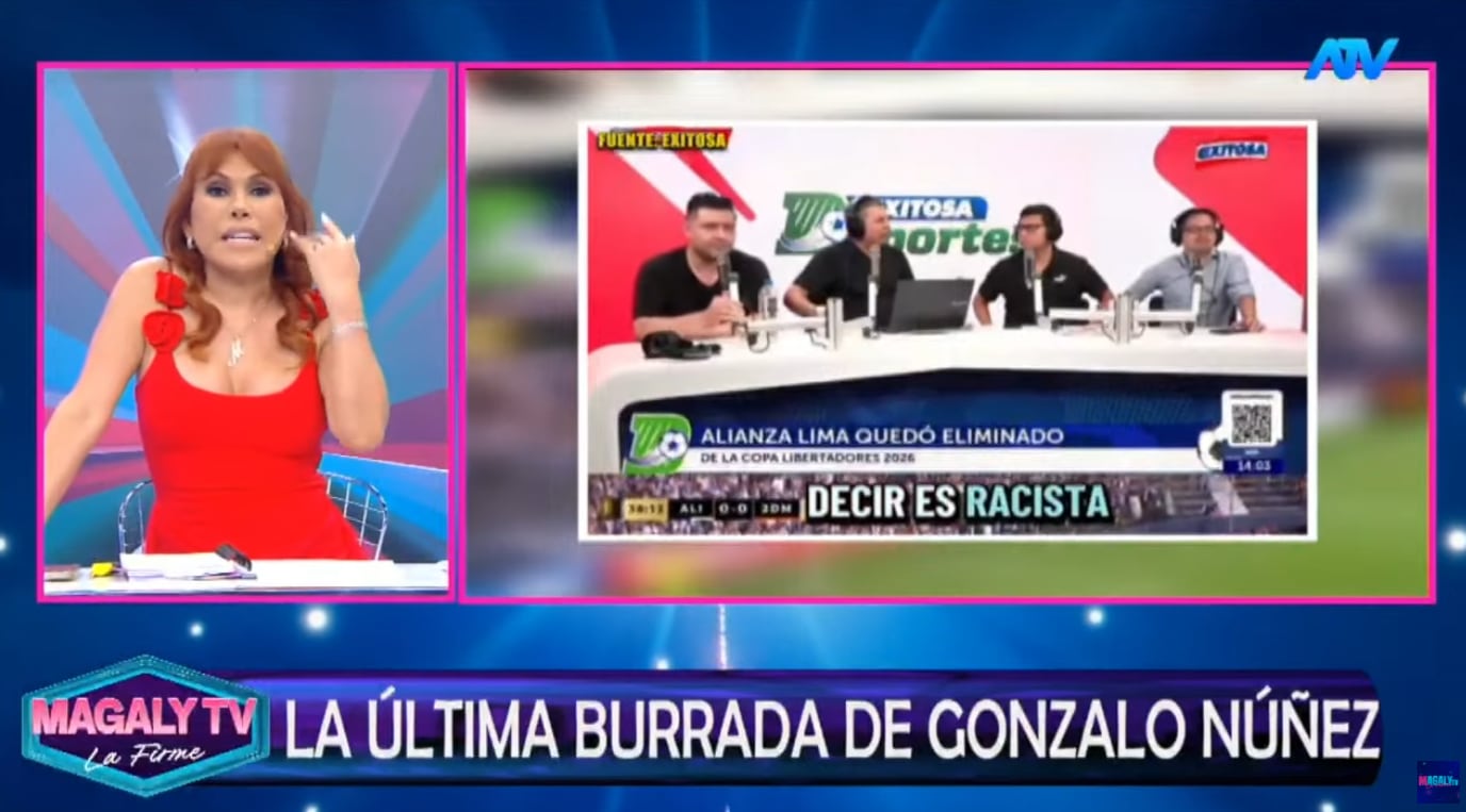 Magaly Medina critica a Gonzalo Núñez por comentario racista frente a micrófono en radio.