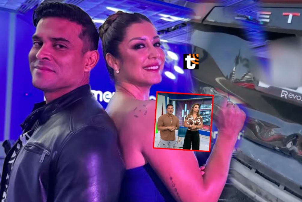 Karla Tarazona y Christian Domínguez sufrieron choque antes de conducir el programa 'Todo se filtra'.