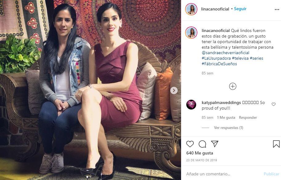Carolina Cano compartió fotos de su trabajo al lado de Sandra Echevarria (Foto: Instagram / @linacanooficial)
