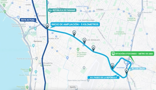 La ruta que seguiría el proyecto de Vía Expresa Sur