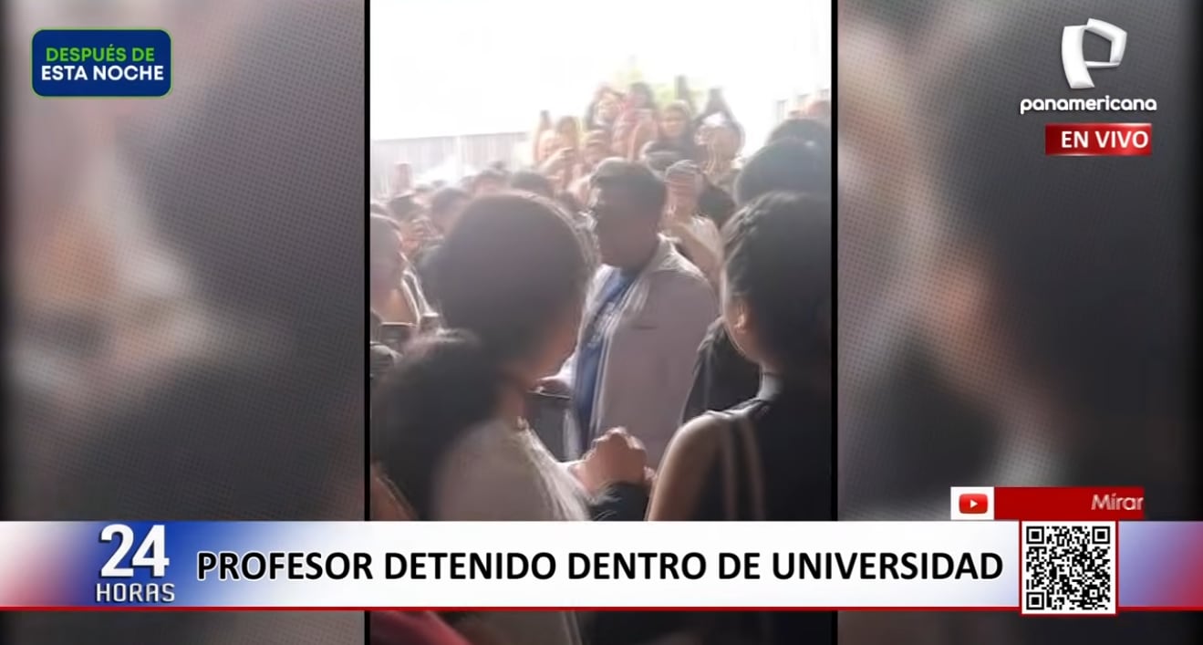 Docente de la Universidad Científica del Sur, sede norte, es intervenido dentro del centro educativo frente a estudiantes.