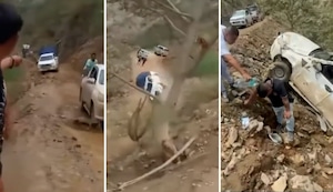 La Libertad: conductor se salva tras caída de camioneta en carretera peligrosa