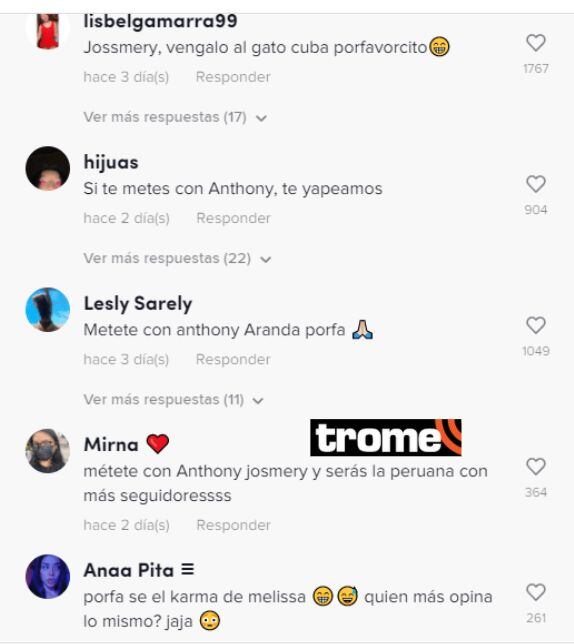 Usuarios piden a Jossmery que ‘se meta’ con Anthony y vengue al ‘Gato’ Cuba: “Sé el karma de Melissa”