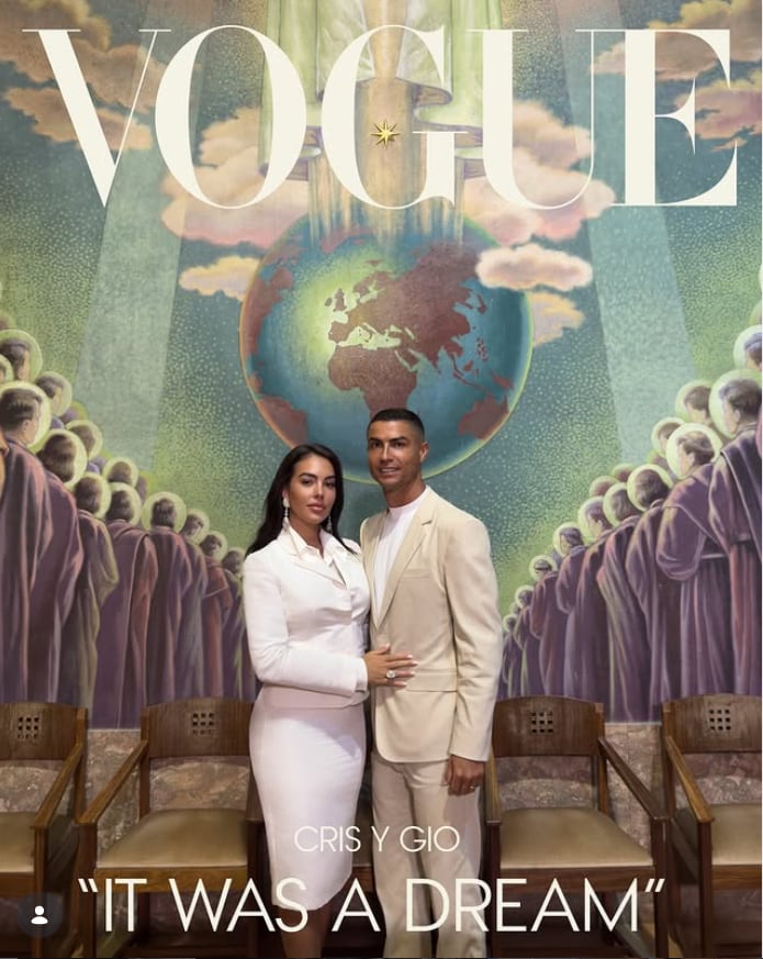 Cristiano Ronaldo y Georgina Rodríguez se casaron en una boda íntima, solo con la presencia de sus hijos y cuatro testigos. Le dieron la primicia a la revista Vogue. Foto: Revista Vogue.