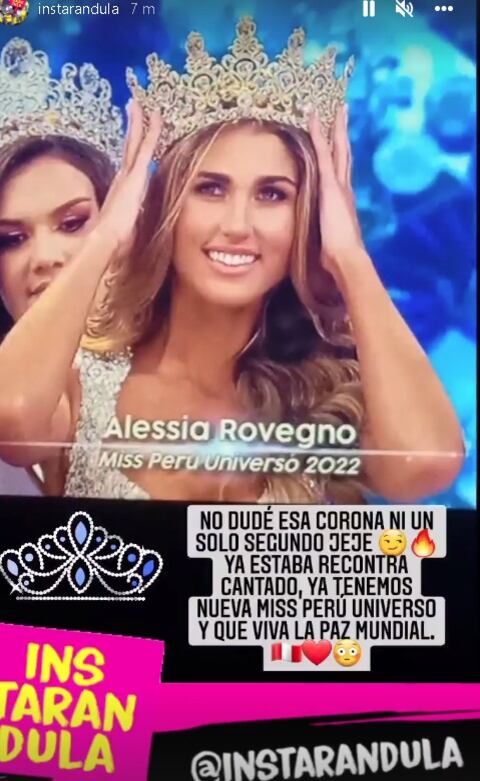 El comentario de Samuel Suárez sobre la coronación de Alessia Rovegno. (Instarándula)