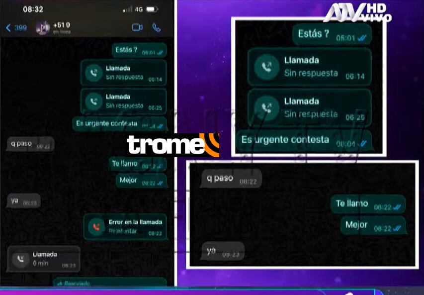Pamela López revisó el celular de Christian Cueva. Foto: Captura ATV.