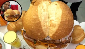 Pan con chicharrón gigante celebra pase de Perú a la semifinal en el Mundial de desayunos