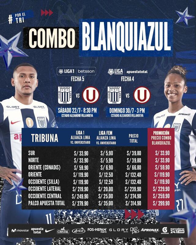 Conoce los costos de las entradas del clásico peruano Alianza Lima vs Universitario