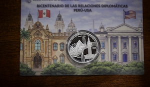¡Moneda histórica! Perú lanza pieza de plata por 200 años de relación con Estados Unidos
