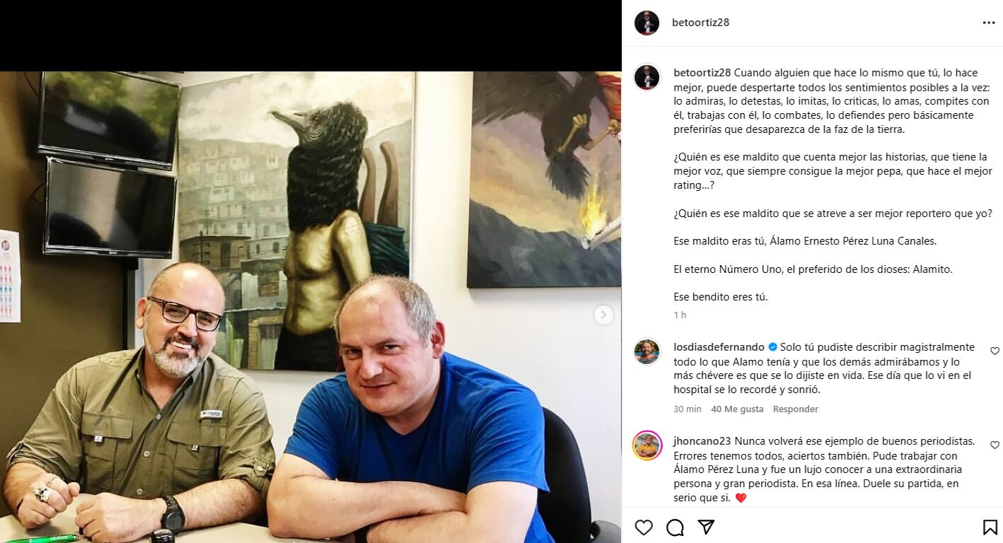 Beto Ortiz hace emotiva dedicatoria a Álamo Pérez-Luna.