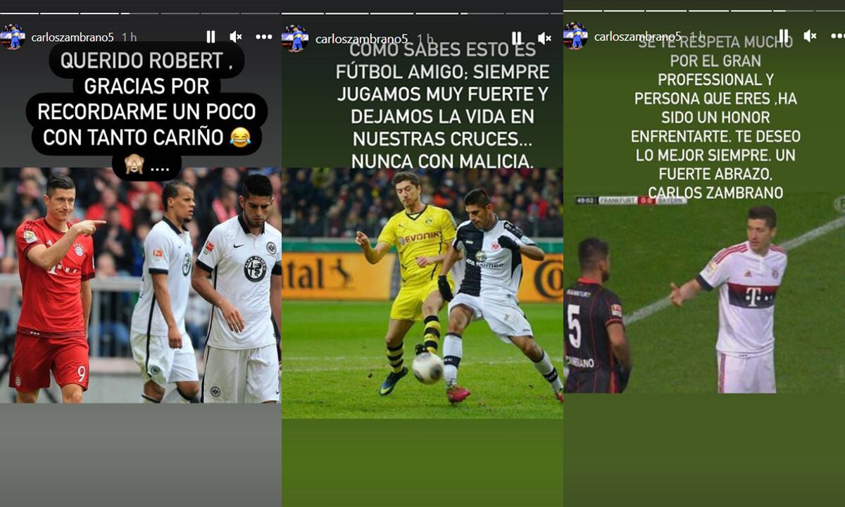Carlos Zambrano subió imágenes sobre sus duelos en el campo ante Robert Lewandowski.