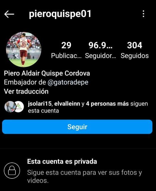 Piero Quispe pone su perfil de Instagram en privado. (Foto: Captura)