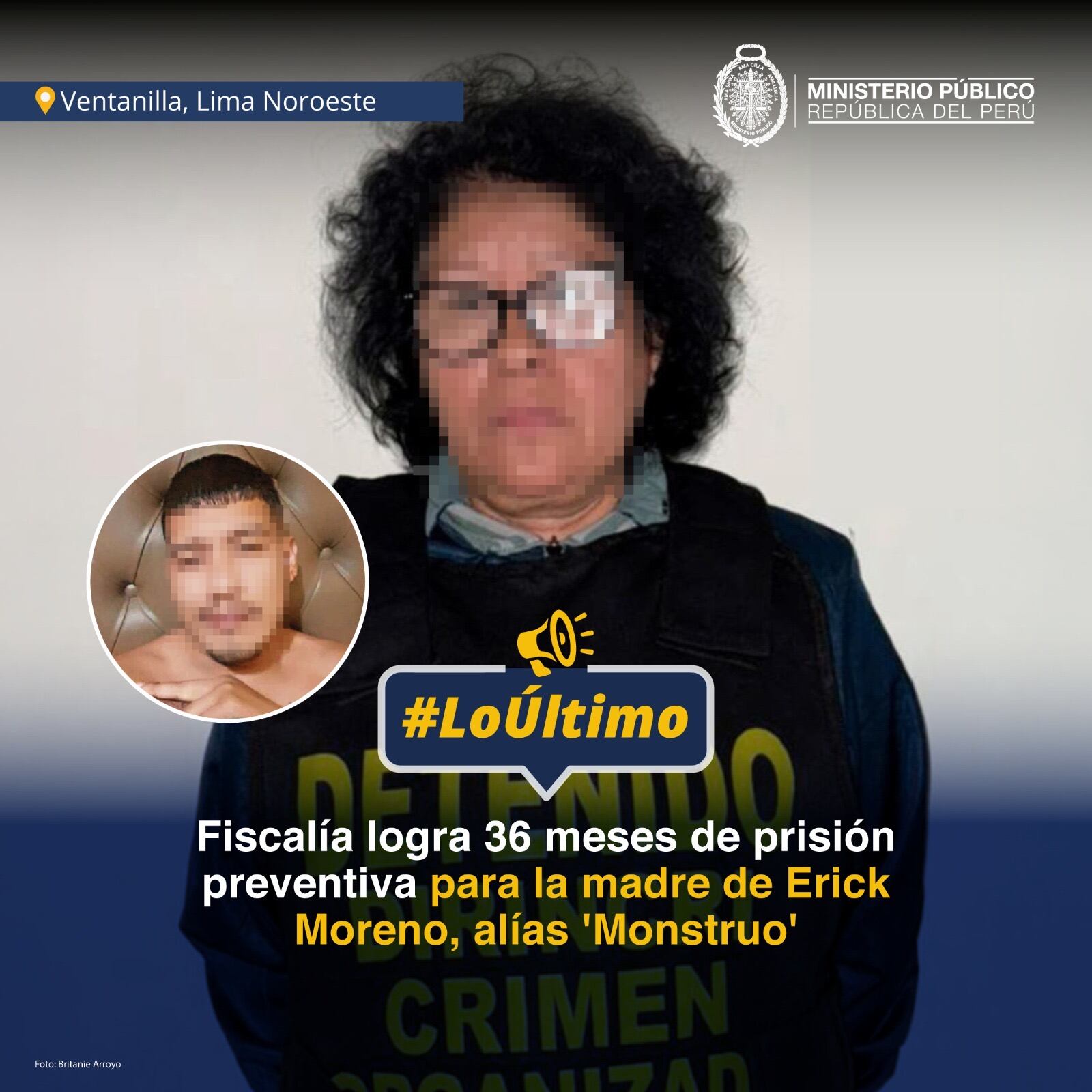 La madre de ‘El Monstruo’, Martina Hernández, fue enviada a prisión preventiva por 36 meses. (X: @FiscaliaPeru)