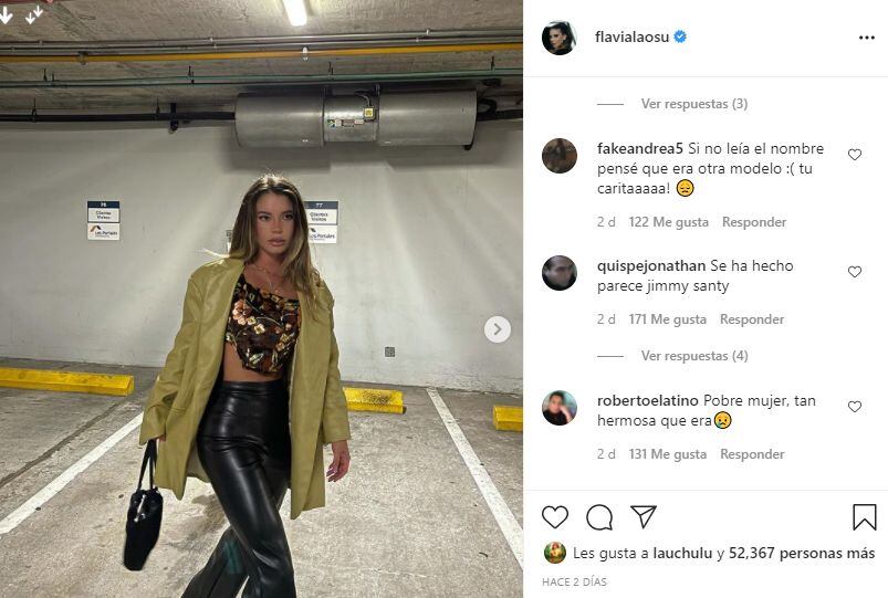 Flavia Laos publica foto, la comparan con Susy Díaz y le piden que no se haga más cirugías