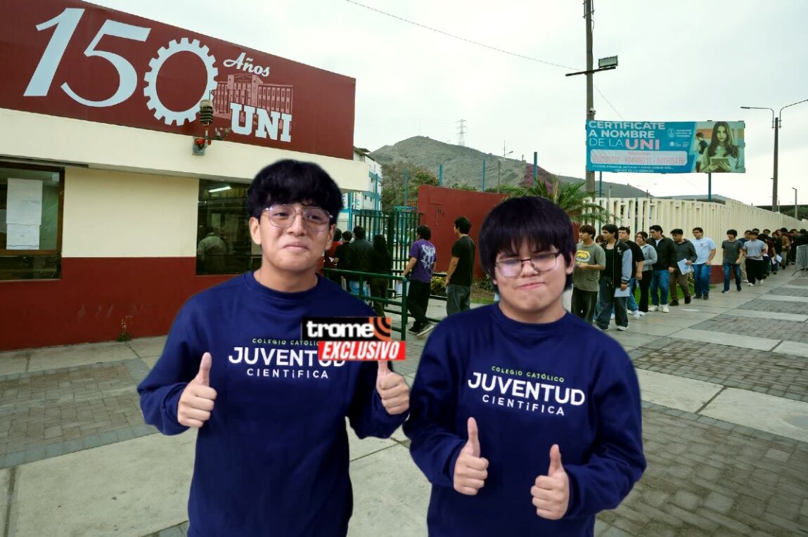 Maikel Fabrizio Alejos Lapa y Javier Reyes Zeballos viven en El Agustino y lograron el primer y segundo puesto del cómputo general en admisión UNI. (Entrevista y foto composición: Isabel Medina / Trome).
