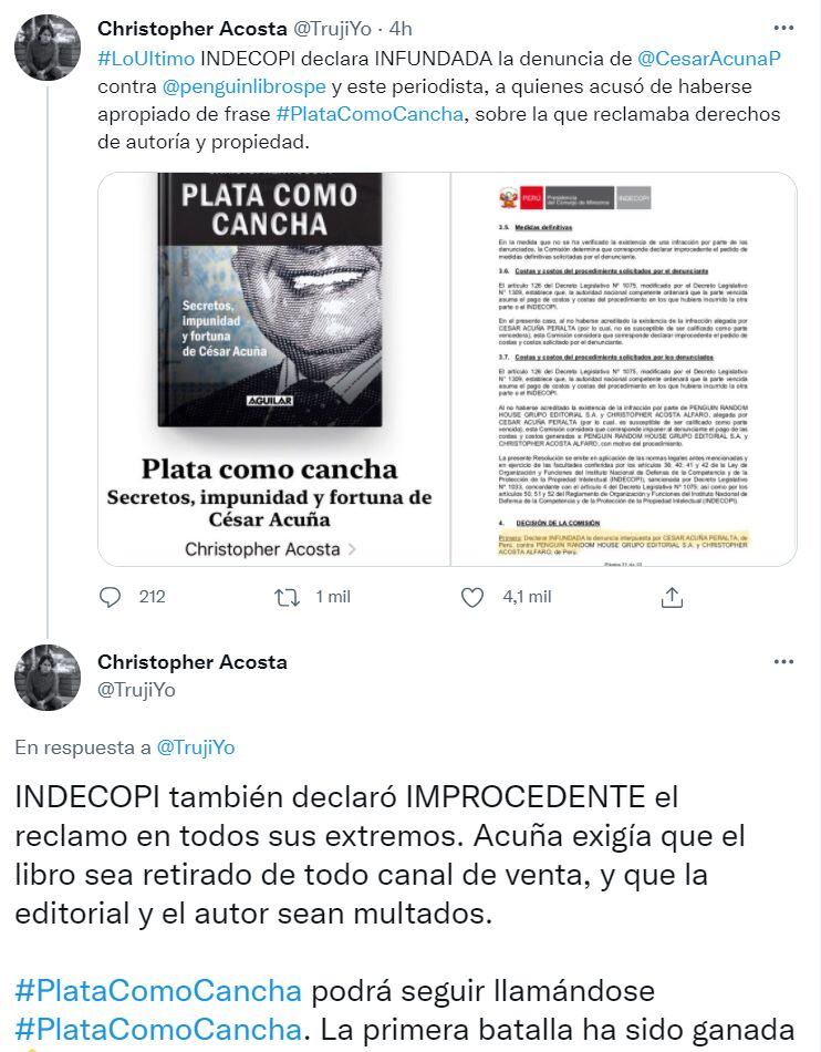 Indecopi rechazó la denuncia de César Acuña.