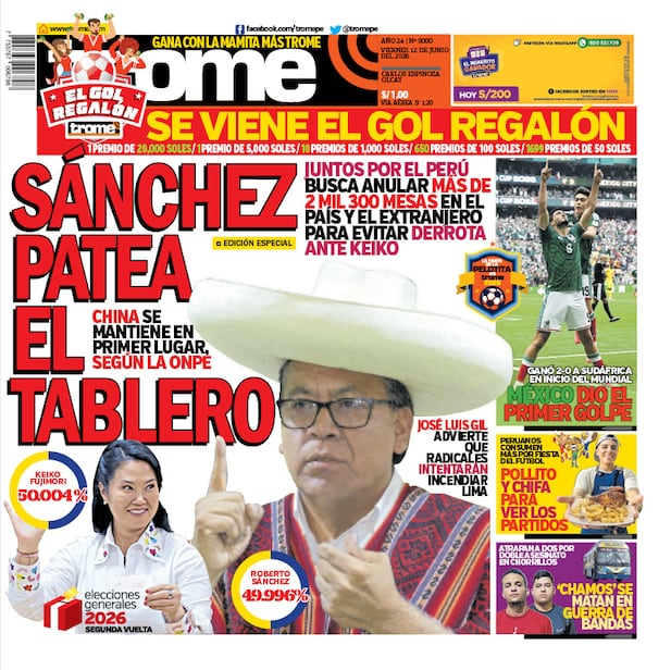 portada Trome viernes 12 de junio de 2026