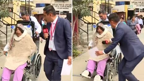 ¡Susto en jornada electoral! Adulta mayor en silla de ruedas casi sufre accidente al acudir a votar