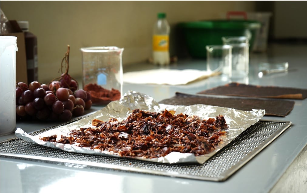 Un trabajo arduo para el equipo para darle un valor agregado a las cáscaras de las uvas.