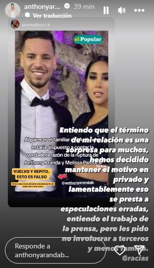 Anthony Aranda estalla por rumores de infidelidad.
