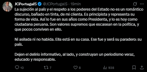 Abogado de Dina Boluarte revela su paradero