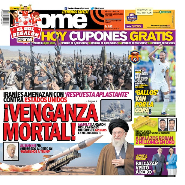 Portada Trome del 10 de julio de 2026