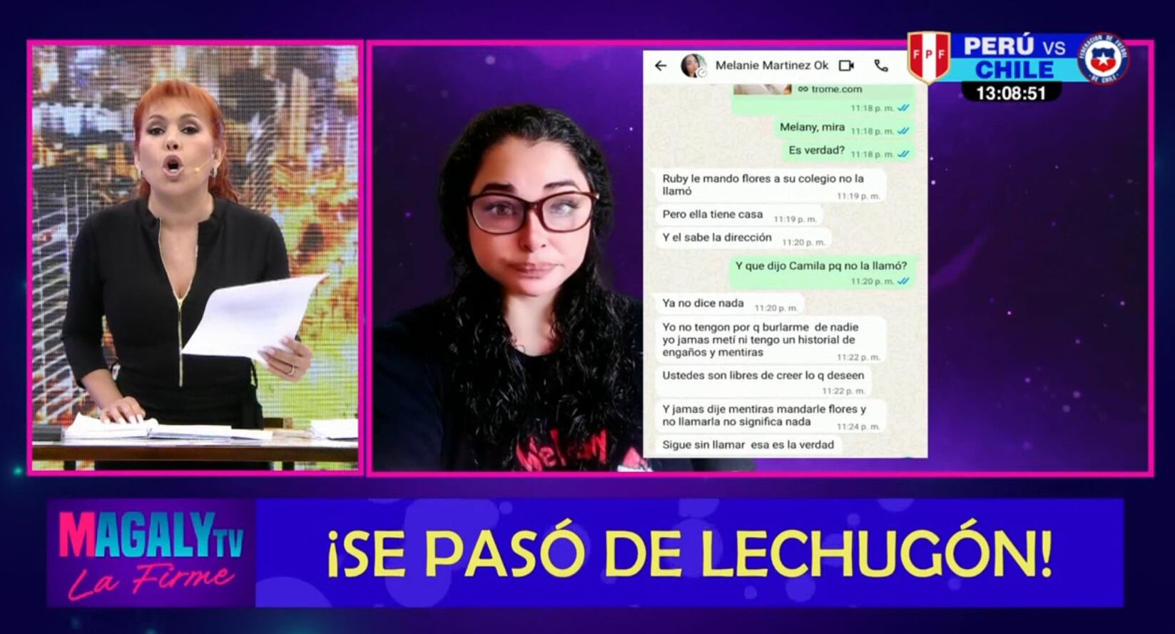 Magaly Medina comparte conversación con Melanie Martínez, quien le confirmó que Christian Domínguez no había saludado a su hija hasta ese momento.