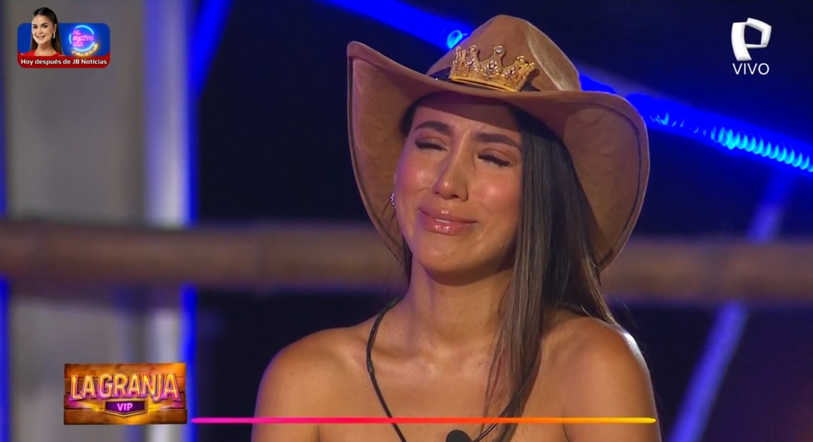 Samahara Lobatón se quiebra mientras escucha el mensaje de Youna en 'La Granja VIP'.