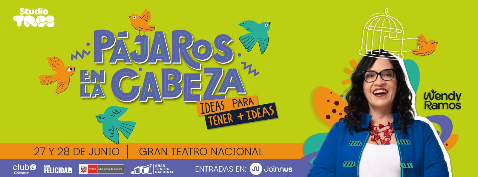 La conferencia creativa 'Pájaros en la cabeza' se presentará el 27 y 28 de junio en el Gran Teatro Nacional. Entradas en Joinnus.