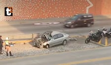 ¡Violento choque en la Vía Expresa! Auto se empotra, queda destrozado en Miraflores y conductor queda ileso