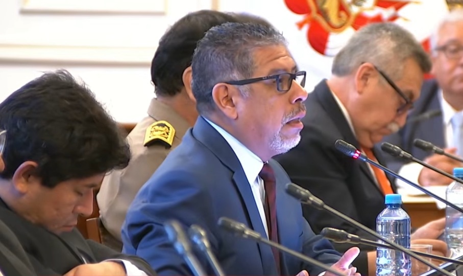 Diputado de Juntos por el Perú,Alejandro Manay Pillaca, durante la Sesión de la Comisión de Justicia. (Congreso)