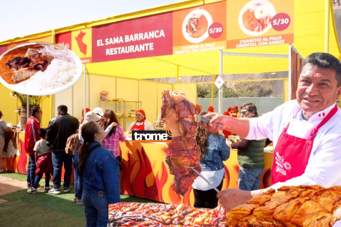 El Sama se instaló en la zona de brasas de Perú Mucho Gusto y su preparación es una de las que más atrae desde la inauguración de la feria. (Entrevista y Foto Compos: Isabel Medina / Trome).
