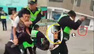 ¡Atacan a policía en intervención! Familiares de agresor intentaron quitar arma de agente y le lanzaron piedras