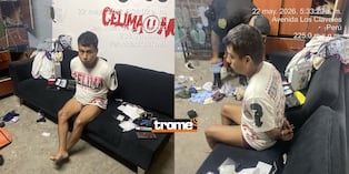 Barrista de Universitario fue sorprendido durmiendo. Tenía arma de fuego, armas blancas y drogas. | Fotos: Policía Nacional del Perú | Composición Trome