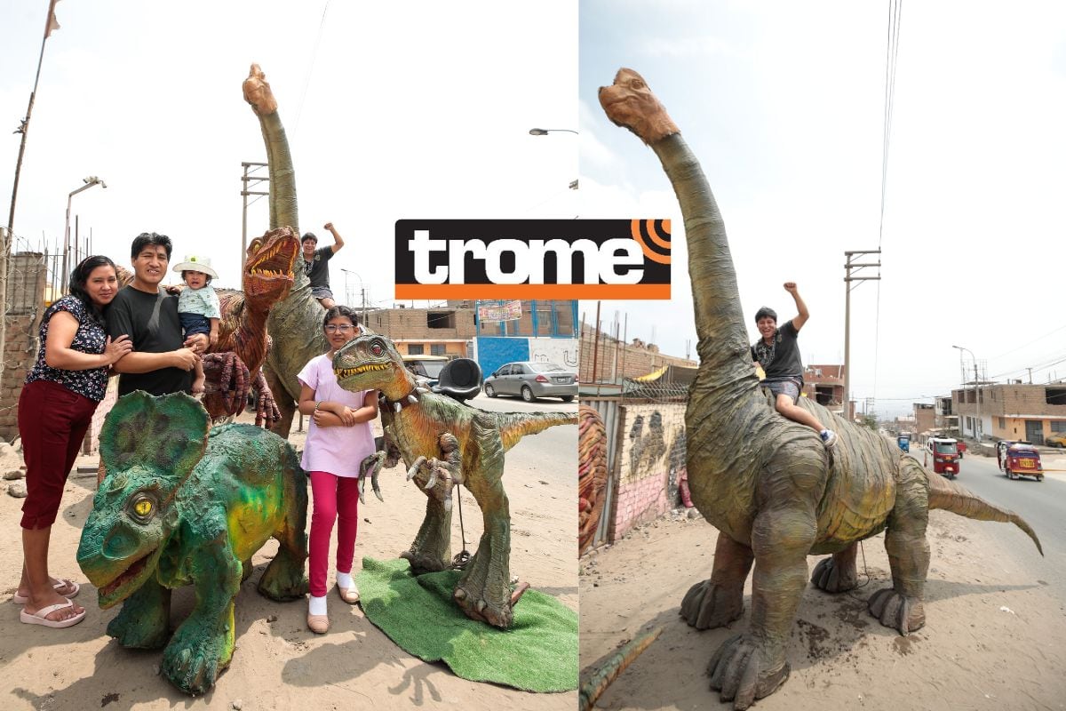 Los niños y vecinos se asombran con las esculturas. Fotos: Lenin Tadeo / Trome.