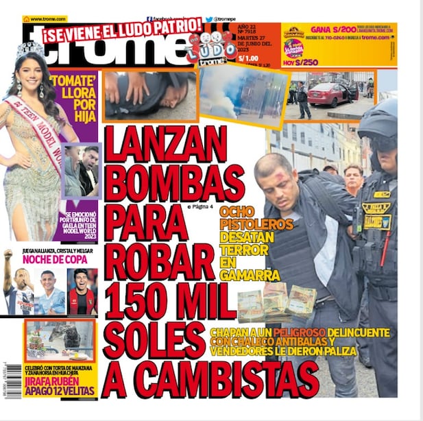 Portada Trome 27/06/2023